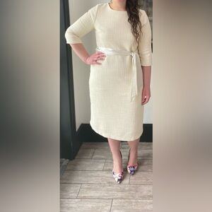 Dainty Jewells Classy Cream Colored Dress - Modest, formal, timeless, RARE